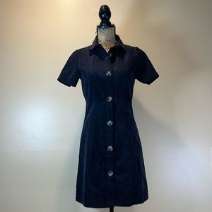 Black Corduroy Button Front Dress